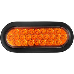 6" Inch Amber Oval 24 LED Mid Turn Tail Signal Truck Light w Rubber Grommet+3 wire Pigtail Trailer Plug - DOT/SAE Approved and Marked, Waterproof, Super Bright!