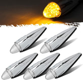 5PCS 17 LED Amber Torpedo Cab Marker Roof Running Top Lights Assembly Super Bright Chrome Heavy Duty Trucks Replacement for International Kenworth/Peterbilt/Freightliner/Mack…