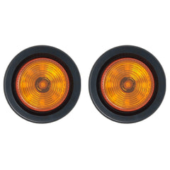 2" Round Red 9 LED Light Trailer Side Marker Clearance Identification Grommet & 2 Wire Plug/Pigtails Flush Mount