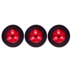 Red/Amber 2" Round Trailer 3 LED Clearance Side Marker Lights DOT FMVSS 108 SAE P2 Reflector Lens Grommet+Plug Flush-Mount Waterproof IP67 Marker Clearance Lights Trailer Truck
