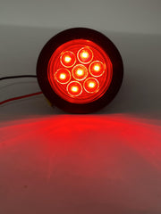 2" Amber/Red Round Trailer 7 LED Clearance Marker Lights DOT FMVSS 108 SAE P2 Reflector Lens Grommet Flush-Mount Waterproof IP67 Marker Clearance Lights for Trailer Truck