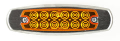 6.2" LED Marker Clearance Light 12 LED Amber/Red Trailer Lights Surface Mount Sealed 6-1/5" Amber/Red Rectangular Spyder Fish Shape Marker & Clearance Lights Stainless Steel Rim Bezel 12V