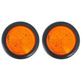 2pcs 4" Inch Round Super Bright 52 LED Diodes Mid Turn Mid Ship Signal Tail Sealed Lights Amber Assembly Rubber Mount for Trucks Trailers RV Boat Waterproof