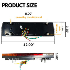 33 LED Truck Rectangle 3 Color Tail Light Bar Waterproof Turn Signal Brake Reverse Running Taillight for Truck Boat Trailer Pickup RV Camper UTV UTE Vans (2PCS) 12V 12x3