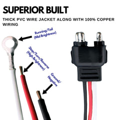 20X 3 Wire Plug Truck Trailer Light Plug Molded 3 Prong Pigtail Harness Connector for Stop Turn Tail Reverse Brake Backup for Sealed 4" Round 6' Oval Light 12V Red White Black Wires 16AWG, 9" Length