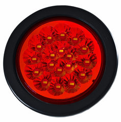 4" Round LED Trailer Tail Light 18 LED Red/White Stop Turn Tail Reverse Backup Running Lights w/Rubber Grommet Direct Wiring for Trucks Trailer RV Boat IP67 Waterproof DOT/SAE Approved 12V