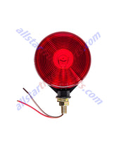 4.125" Round Double-Face, Red/Amber, Stud Mount Pedestal Fender Stop Turn Tail Light for Truck Trailer Peterbilt Freightliner Kenworth Mack Western Star