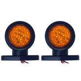 2pc Amber/Red 32-LED Double Face Rubber Surface Mount Pedestal Fender Side Marker Light Truck Trailer Flatbed Cargo - Left and Right Rugged Waterproof 12V IP67 SUPER BRIGHT