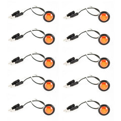 3/4" inch Amber/Red/White 3 LED Side Marker Clearance Light with Plug Black Ring Sealed Mini Round 3/4" Indicators Grill Lights Truck Trailer Car Bus Pickup Van Caravan Boat 12V