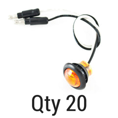 3/4" inch Amber/Red/White 3 LED Side Marker Clearance Light with Plug Black Ring Sealed Mini Round 3/4" Indicators Grill Lights Truck Trailer Car Bus Pickup Van Caravan Boat 12V