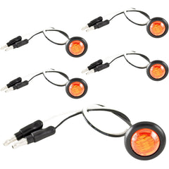 3/4" inch Amber/Red/White 3 LED Side Marker Clearance Light with Plug Black Ring Sealed Mini Round 3/4" Indicators Grill Lights Truck Trailer Car Bus Pickup Van Caravan Boat 12V