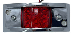 Red Rectangular 4-4/5" Armored-Style Clearance Side Marker Light Chrome 12LED, Rectangle Led Trailer Clearance Lights, Surface Mount Led Lights
