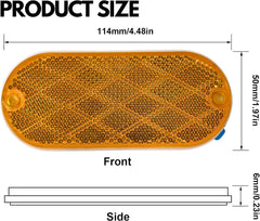 Oval Reflectors Red/Amber Self Adhesive Or Drill Mount Quick Mount SAE 13 DOT