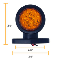 2pc Amber/Red 32-LED Double Face Rubber Surface Mount Pedestal Fender Side Marker Light Truck Trailer Flatbed Cargo - Left and Right Rugged Waterproof 12V IP67 SUPER BRIGHT