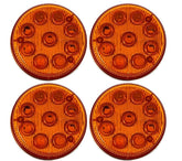 3-1/7" Round LED Light Chrome Side Marker Clearance S/T/T 3 Wire Design 2 Screw Surface Mount 9 LEDs Chrome Base IP 67 for Trailers - Red/Amber