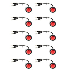 3/4" inch Amber/Red/White 3 LED Side Marker Clearance Light with Plug Black Ring Sealed Mini Round 3/4" Indicators Grill Lights Truck Trailer Car Bus Pickup Van Caravan Boat 12V