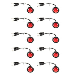 3/4" inch Amber/Red/White 3 LED Side Marker Clearance Light with Plug Black Ring Sealed Mini Round 3/4" Indicators Grill Lights Truck Trailer Car Bus Pickup Van Caravan Boat 12V