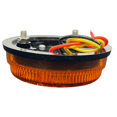 3-1/7" Round LED Light Black ABS Base Side Marker Clearance S/T/T 3 Wire Design 2 Screw Surface Mount 9 LEDs Black ABS Base IP 67 for Trailers - Red/Amber