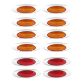 4-1/8" Amber/Red Led Side Marker Lights 4 LED Chrome Surface Mount with Bullet Plugs Waterproof Peterbilt Kenworth Freightliner Volvo Led Cab Panel Marker Lights Lites Sealed
