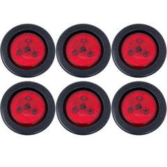 2.5" Red/Amber 3 LED Round Side Marker Clearance Lights Grommet Flush Mount, Sealed Truck Trailer with Reflex Lens, IP67 Waterproof- Super Bright DOT SAE P2 FMVSS 180