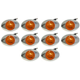 10Pcs 3" Amber Led Side Marker Lights 3 LED Chrome Surface Mount with Bullet Plugs Waterproof Peterbilt Kenworth Freightliner Led Cab Panel Sealed Surface Mount