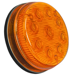 3-1/7" Round LED Light Black ABS Base Side Marker Clearance S/T/T 3 Wire Design 2 Screw Surface Mount 9 LEDs Black ABS Base IP 67 for Trailers - Red/Amber