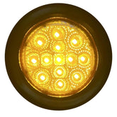 2" Round Smoked Lens Amber/Red 13 LED Light Side Marker Clearance Reflector Rubber Grommet + Removable 2 Wire Pigtail Plug Waterproof Trailers RV's Trucks Off Road Dump Truck 12V