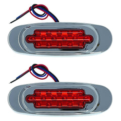 6.5" Inch Amber/Red/White LED Side Marker Lights Clearance Chrome Base Bezel 16 Diodes Surface Mount Led Cab Panel Lights Turn Signals Sealed Waterproof 12V
