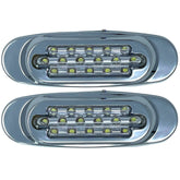 6.5" Inch Amber/Red/White LED Side Marker Lights Clearance Chrome Base Bezel 16 Diodes Surface Mount Led Cab Panel Lights Turn Signals Sealed Waterproof 12V