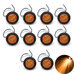 3/4" Round 3-Led White/Red/Amber Marker lights 2 wire Clearance Lights Black Rubber Grommet Mount Replacement for Jeep Spider Fender Marker Lights Sealed