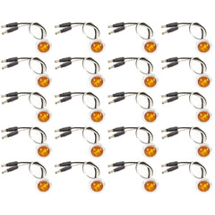 20x Amber - 3/4" (.75") Mini Round Clearance 3 LED Chrome Ring Front Rear Indicator Bullet Side Marker Light 304 Stainless Steel Base Truck RV Car Bus Trailer Pickup Van Caravan Boat Sealed Waterproof