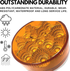 Amber/Red 2.5" Round Led Clearance Side Marker Lights Kit 13 LED Diodes Reflector Grommet Wire Pigtail Truck Utility Trailer RV UTV Tractor Flush Mount Waterproof 12V Sealed