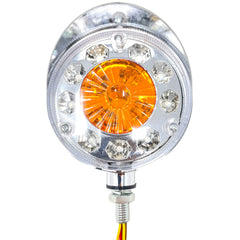 2pc Amber/Red 28 LED Double Face Stud Mount Pedestal Fender Stop Turn Tail Light for Truck Trailer Peterbilt Freightliner Mack Western Star. Left and Right Side Lights