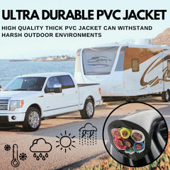 Heavy Duty 14/12/10AWG Multi Guage 7 Way CCA Conductor Wire RV Trailer Tow Campers Cable Cord Insulated Stranded Copper Clad Aluminum Conductor Color Coded DOT SAE Approved 14/4 10/2 12/1
