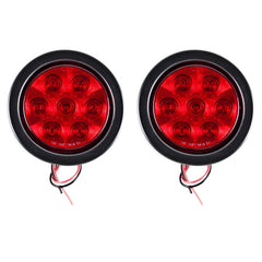4" Inch Round 7 LED Red/White Trailer Tail Lights Kit Round Led Stop Turn Tail Back-up Reverse Fog Lights Reflective Lens Grommet 3-Prong Wire Pigtails for Truck Trailer RV 12V