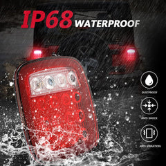 DOT Compliant 16 LED Jeep style Universal Tail Brake Turn Stop Back up Lights for Truck Trailer Boat Jeep etc,12V Stud Mounted Lamps,Pack of 2