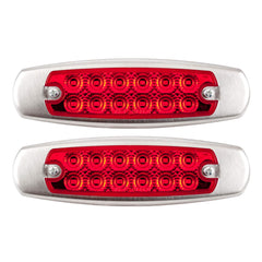 6.2" LED Marker Clearance Light 12 LED Amber/Red Trailer Lights Surface Mount Sealed 6-1/5" Amber/Red Rectangular Spyder Fish Shape Marker & Clearance Lights Stainless Steel Rim Bezel 12V