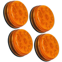 3-1/7" Round LED Light Black ABS Base Side Marker Clearance S/T/T 3 Wire Design 2 Screw Surface Mount 9 LEDs Black ABS Base IP 67 for Trailers - Red/Amber