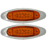12-LED RED/AMBER 6.7" x 2.2" Side Marker Red Light with Chrome Bezel, Universal LED Clearance Markers for Truck Trailer Boat ATV Marine Marker lights 12V High Brightness Side Marker Lights