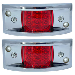 Red Rectangular 4-4/5" Armored-Style Clearance Side Marker Light Chrome 12LED, Rectangle Led Trailer Clearance Lights, Surface Mount Led Lights