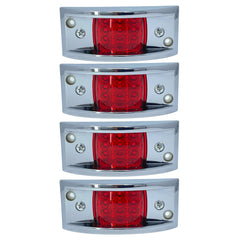 Red Rectangular 4-4/5" Armored-Style Clearance Side Marker Light Chrome 12LED, Rectangle Led Trailer Clearance Lights, Surface Mount Led Lights