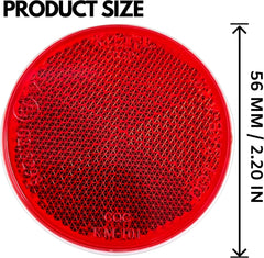 2" Inch Red/Amber Round Reflector Bike, Trailer, Truck, Boat, Mailbox, Construction, Equipment, RV, Camper with Super Strong Adhesive DOT/SAE Approved
