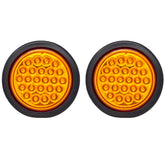 Red/White/Amber 4" Round 24 LED Stop Turn Tail Light Reverse Backup Parking Running Lights 3 Wire Pigtail Plug Grommet Trucks Trailer RV Boat Camper Dump Truck IP67 Waterproof DOT Certified 12V