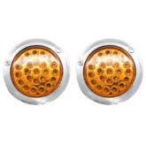 Red/White/Amber 4" Round LED Trailer Tail Light 24 LED Chrome Bezels Stop Turn Tail Brake Signal/Reverse Backup/Marker Lights Trucks Trailer RV Camper Dump Truck Waterproof