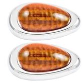 Pair (Qty 2) 6" Amber Sleeper Cab LED Side Marker/Turn Signal Led Light Clearance For Freightliner Century/Columbia Surface Mount Chrome Bezel Amber 15 LED Clear Lens Oval Sealed