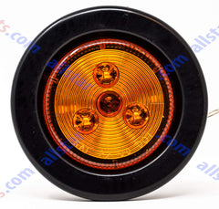 Red/Amber 2" Round Trailer 3 LED Clearance Side Marker Lights DOT FMVSS 108 SAE P2 Reflector Lens Grommet+Plug Flush-Mount Waterproof IP67 Marker Clearance Lights Trailer Truck