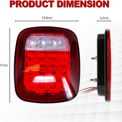DOT Compliant 16 LED Jeep style Universal Tail Brake Turn Stop Back up Lights for Truck Trailer Boat Jeep etc,12V Stud Mounted Lamps,Pack of 2