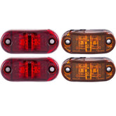 Red/Amber 2.5" 2 Diode Oval LED Trailer Truck Clearance Light Side Marker Light 4PCS, Surface Mount Little Boat Marine Led Lights RV Camper Accessories