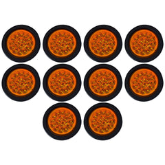 4" Round LED Trailer Tail Light 18 LED Red/White Stop Turn Tail Reverse Backup Running Lights w/Rubber Grommet Direct Wiring for Trucks Trailer RV Boat IP67 Waterproof DOT/SAE Approved 12V