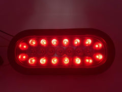 2Pcs 6.3 inch inch Oval Truck Trailer 23 LED Tail Stop Brake Lights Taillights Running Red White Backup Reverse Lights,Sealed Lights w reflectors Flush Mount Rubber Grommet